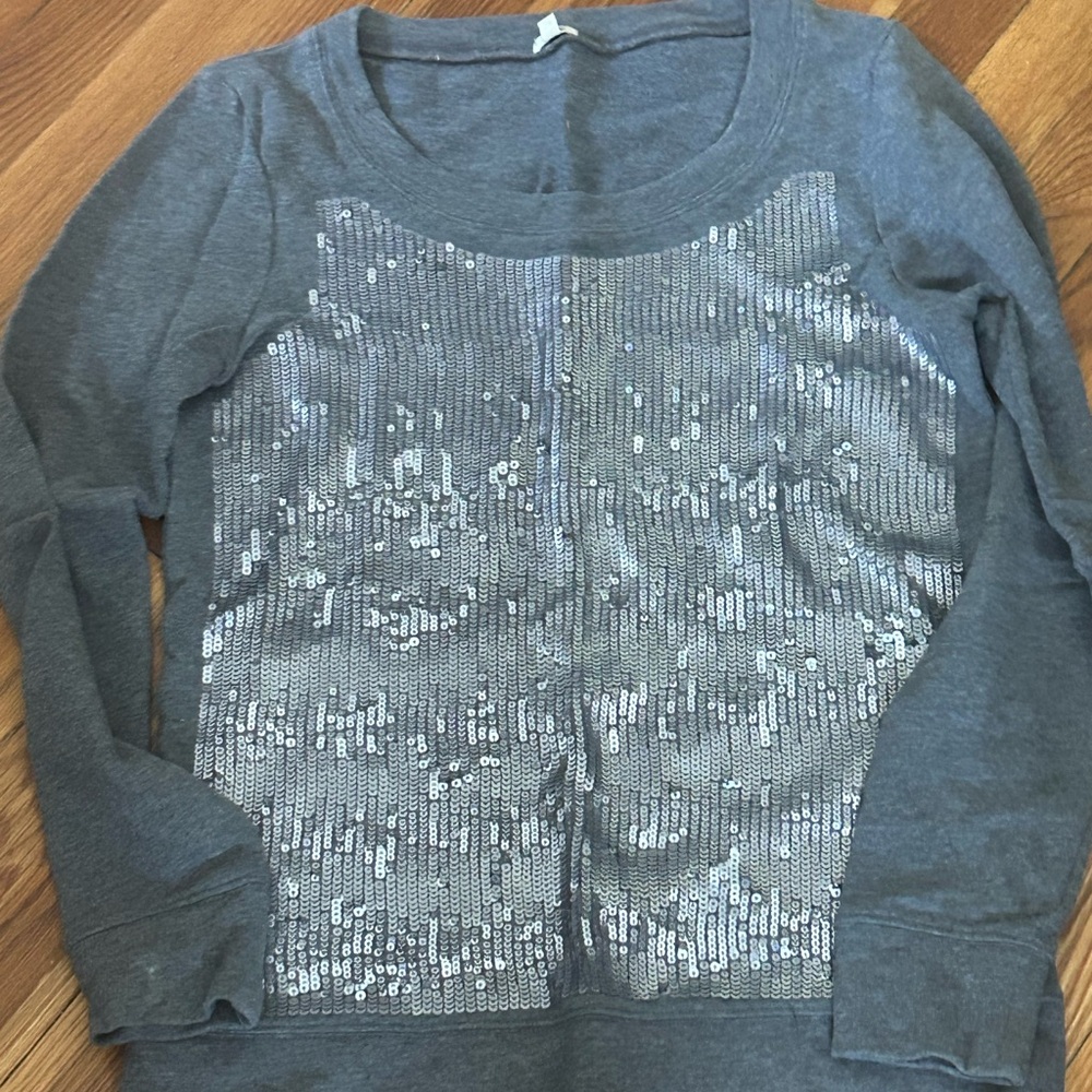 J. Crew Gray Sequin Sweatshirt
